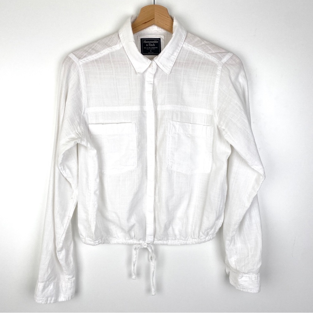 Abercrombie & Fitch Lightweight Shirt Jacket Drawstring White